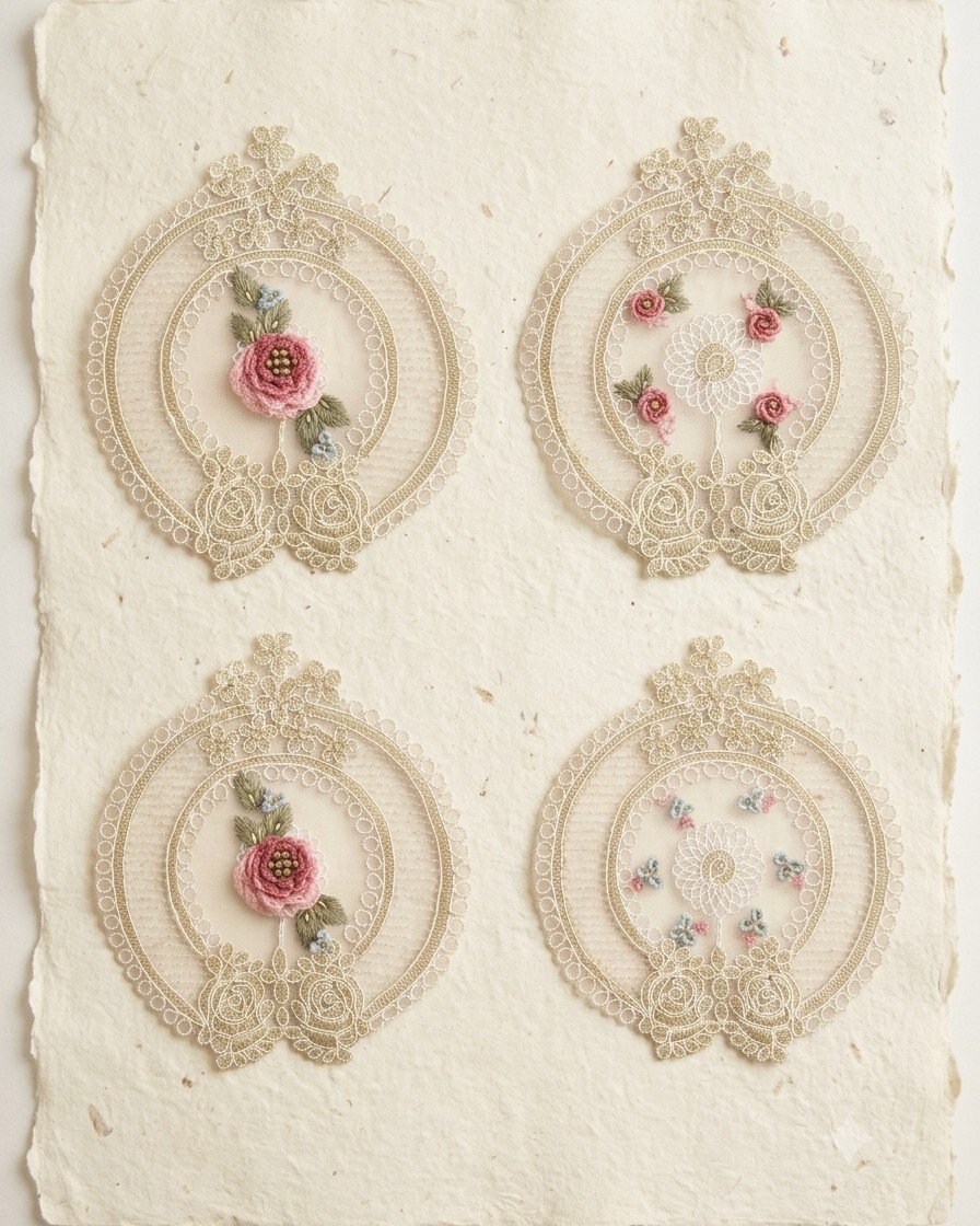 Rose Medallion Lace Patches, Set of 4