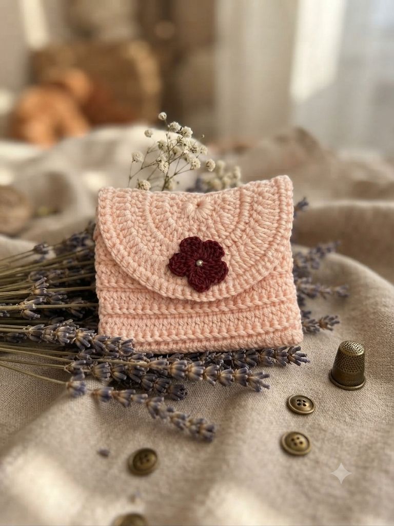 Blush Crochet Flap Pouch