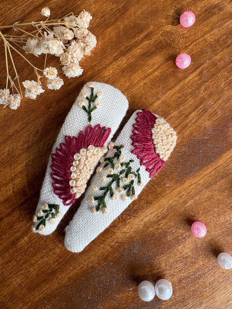 Crimson Bloom Hair Clips, Set of 2