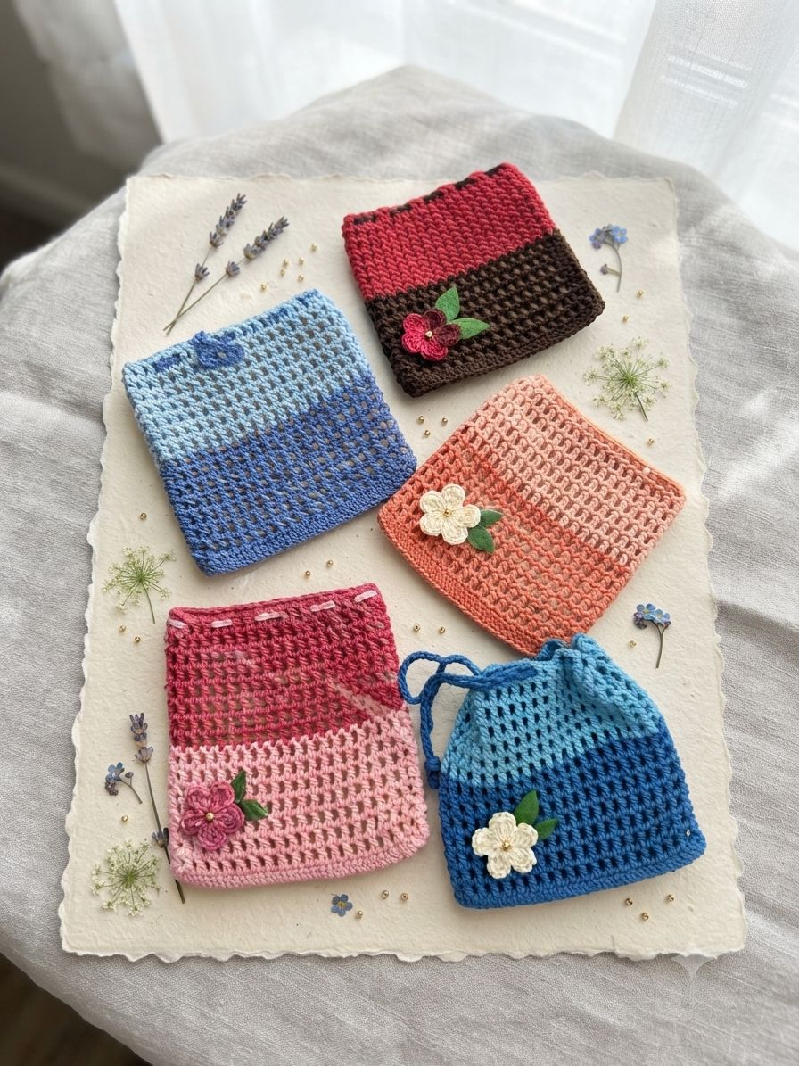 Crochet Pouches — Set of 5
