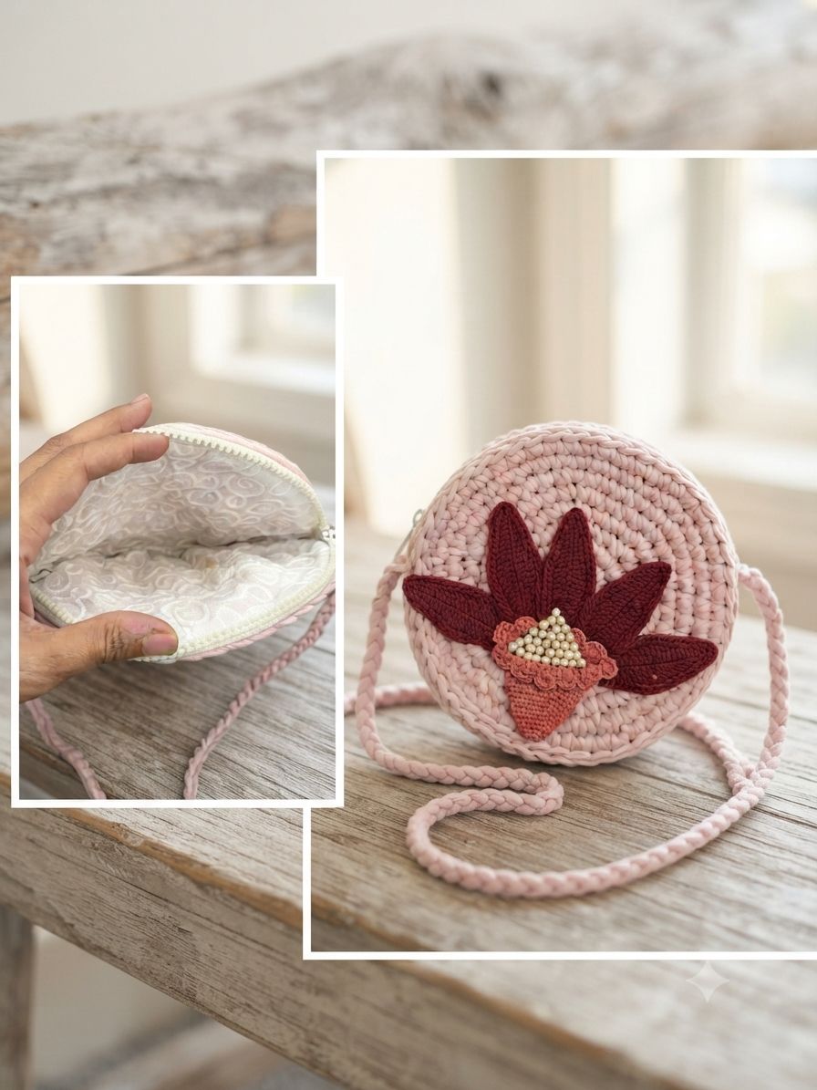 Floral Crochet Sling Bag