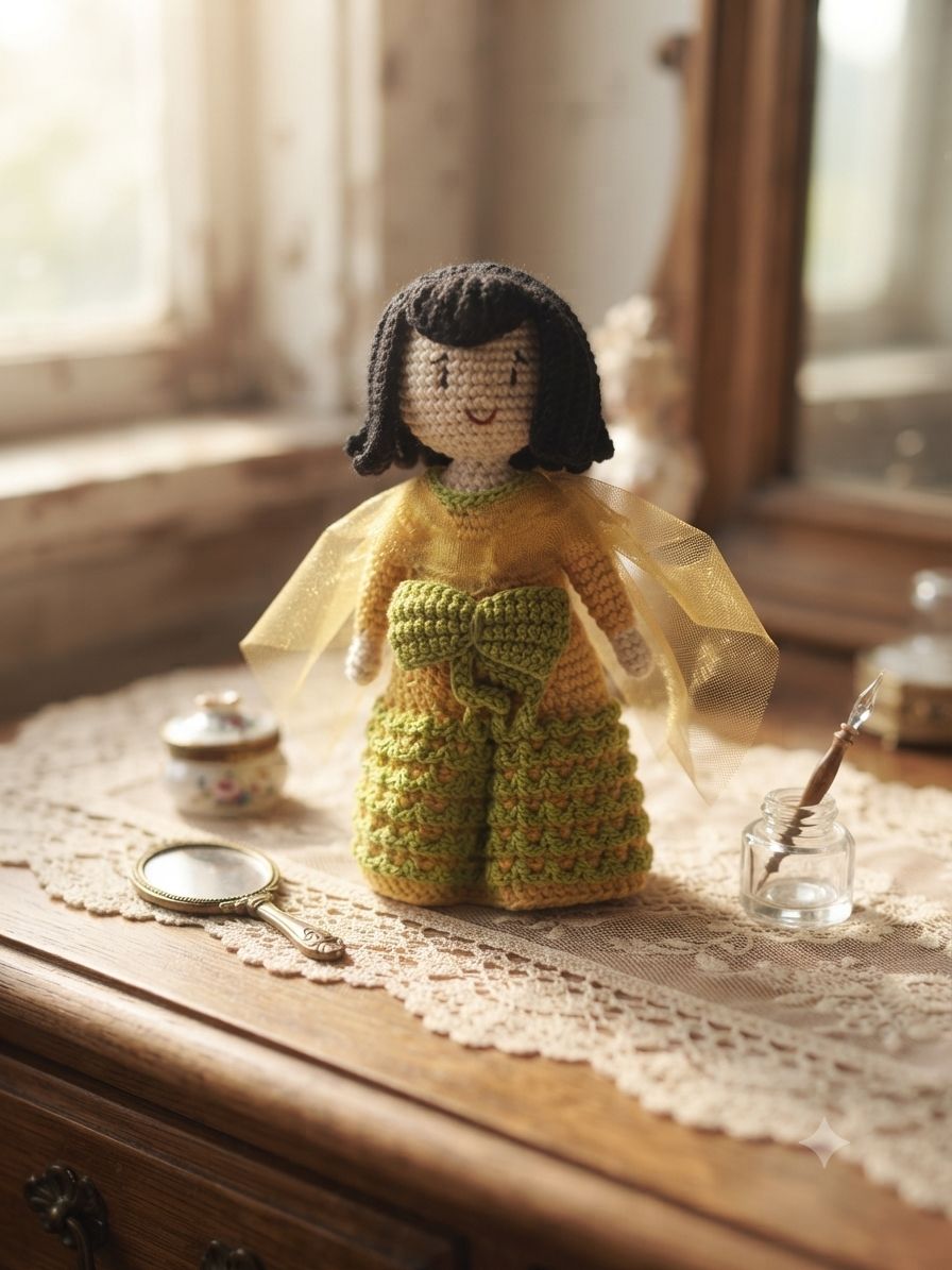 Golden Gown Crochet Doll