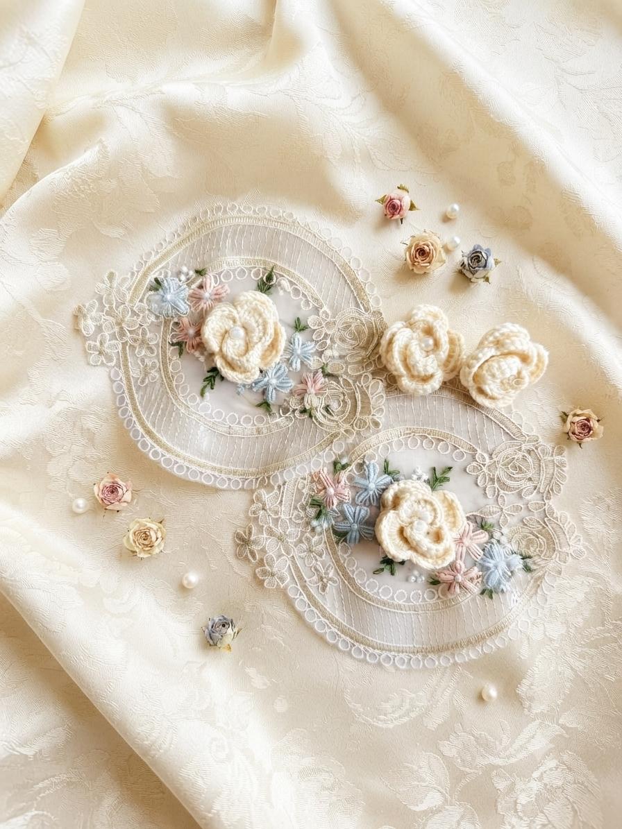 Ivory Rose Lace Patches, Set of 2