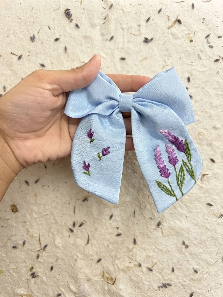 Lavender Blue Satin Bow