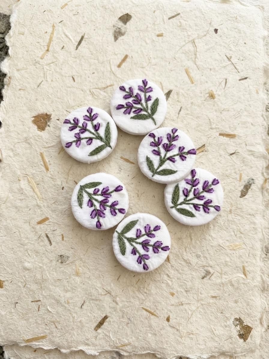 Lavender Sprig Buttons, Set of 6