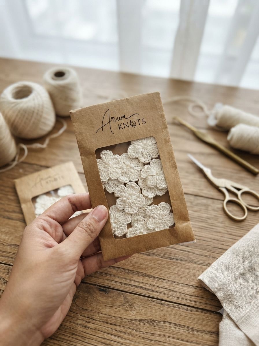 Mini Crochet Flowers — Set of 12 (Ivory)
