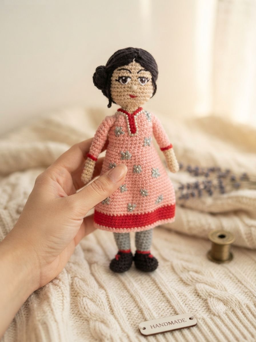 Pink Kurta Crochet Doll