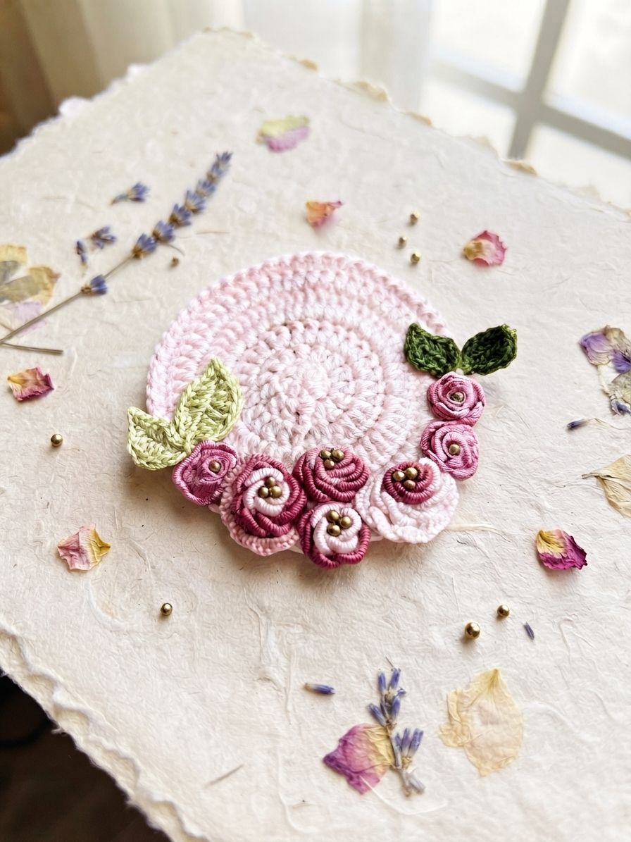 Rose Crochet Patch — Set of 4