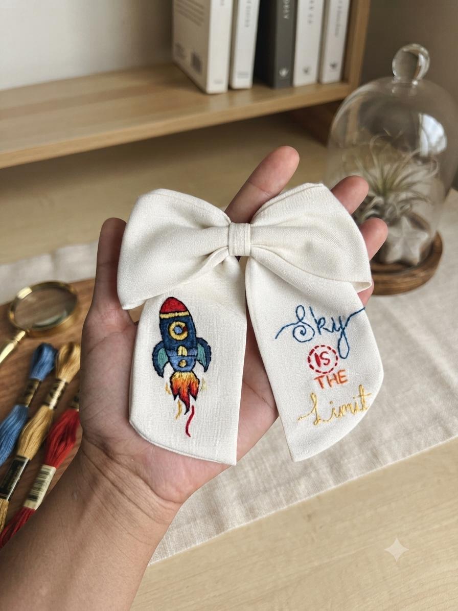 Sky Is The Limit Embroidered Bow