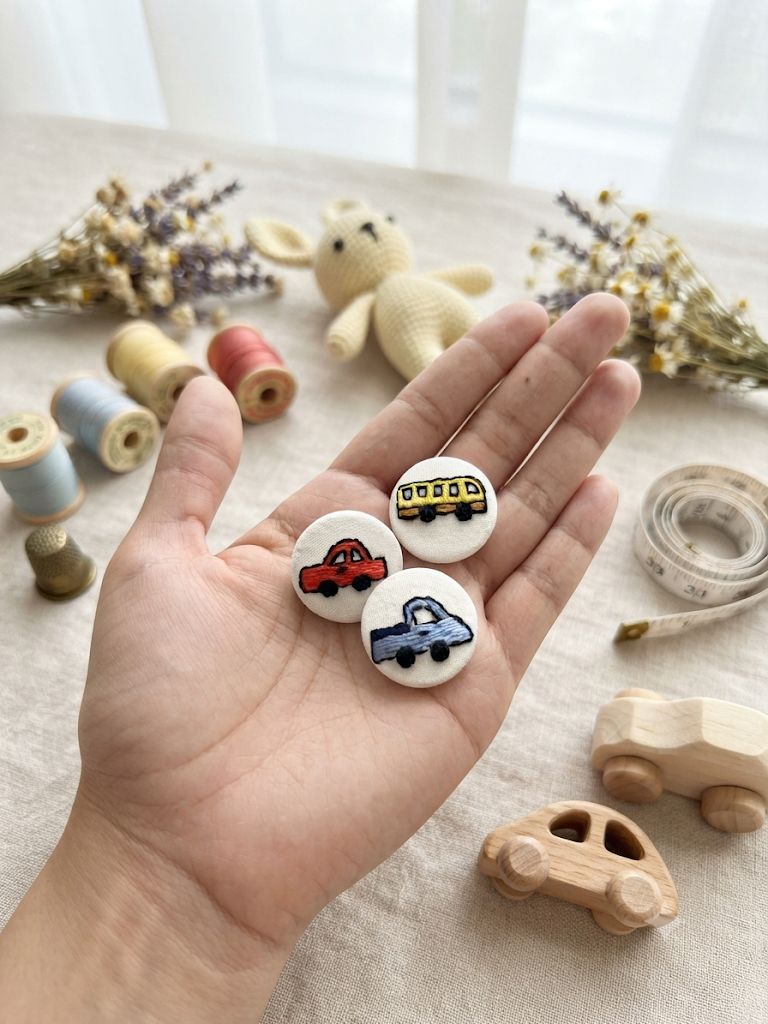 Little Vehicles Buttons, Set of 3