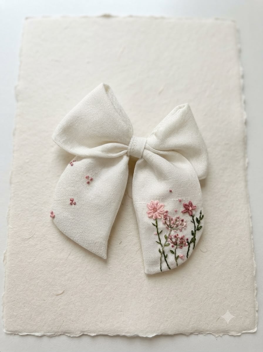 Wildflower Embroidered Bow